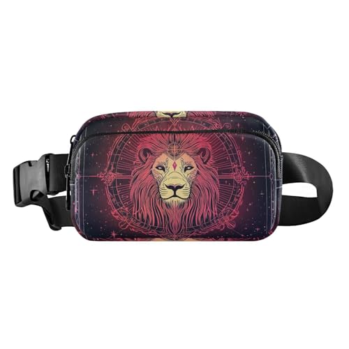 Bunte Glitzer-Tarot Astrologie Löwe, süße Umhängetasche, Hüfttasche für Männer und Frauen, große Kapazität, Crossbody-Tasche, Anti-Diebstahl, Hüfttasche mit verstellbarem Gurt für Reisen, von EtherSpher