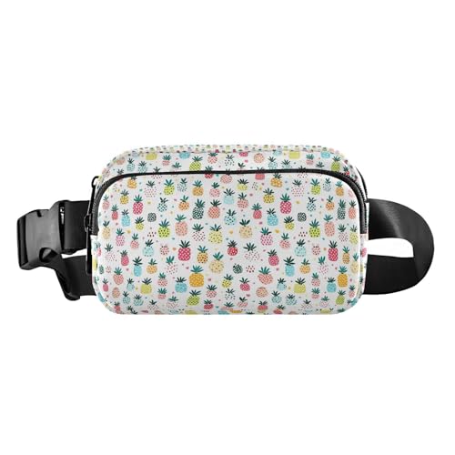 Bunte Gürteltasche mit Ananas-Cartoon-Stil, stilvolle Bauchtasche für Männer und Frauen, Mini-Crossbody-Tasche mit verstellbarem Riemen für Reisen, Einkaufen, Laufen, Bunte Ananas-Cartoon-Stil, 1 size von EtherSpher