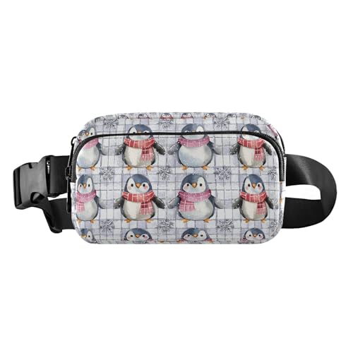 Bunte Gürteltasche mit Pinguin-, Büffelkaro, Schneeflocken, Weihnachten, Cartoon, niedlich, modisch, für Männer und Frauen, Mehrzweck-Bauchtasche mit verstellbarem Riemen für Reisen, Laufen, Bunte von EtherSpher