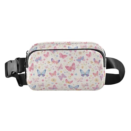 Bunte Gürteltasche mit Schmetterlings- und Blumenmotiv, für Herren und Damen, großes Fassungsvermögen, Crossbody-Pass-Tasche mit verstellbarem Gurt, für Reisen, Laufen, Wandern, Bunte von EtherSpher