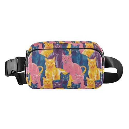 Bunte Katzengruppe, niedliche Hüfttasche, Crossbody-Tasche für Damen und Herren, Mehrzweck-Tragetasche, Brusttasche mit verstellbarem Gurt, für Workout, Laufen, Wandern, Bunte Katzengruppe, 1 size von EtherSpher
