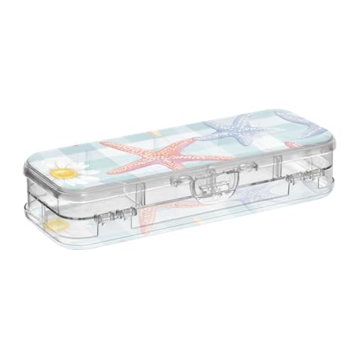 Bunte Stiftebox mit Seestern, Büffel, kariert, Gänseblümchen, Oster-Design, transparent, hart, für Kunstbedarf, mit Schnappdeckel Bunte Stiftebox mit Seestern, Büffel, kariert, Gänseblümchen, Oster-Design, transparent, hart, für Kunstbedarf, mit Schnappdeckel von EtherSpher