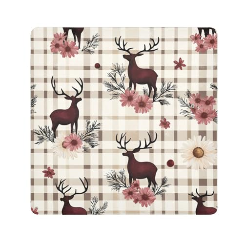 Burgunderrote Duiker Buffalo Plaid Gänseblümchen Ei Ostern Make-up Reisetasche Kamera Objektiv Tuch Schutztasche Organizer Wrap 55 x 55 cm Verpackung für Toilettenartikel, Burgunderrot Duiker Buffalo von EtherSpher