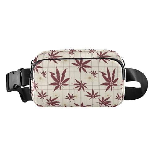 Burgunderrote Marihuana-Büffelkarierte Gänseblümchen-Ei-Oster-Umhängetasche für Männer und Frauen, kleine Umhängetasche, Anti-Diebstahl-Hüfttasche mit verstellbarem Riemen für Reisen, Einkaufen, von EtherSpher