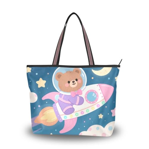 Cartoon-Geldbörsen und Handtaschen mit süßem braunem Bär-Astronauten-Seidenstoff mit Reißverschluss, Sommerküken, Geldbörsen und Handtaschen Cartoon-Geldbörsen und Handtaschen mit süßem braunem Bär-Astronauten-Seidenstoff mit Reißverschluss, Sommerküken, Geldbörsen und Handtaschen von EtherSpher