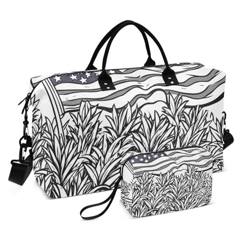 Cartoon-Grasflagge, weiß, dekorativ, Handgepäcktasche, Turnbeutel mit Kulturbeutel für Yoga, wasserdicht, Bolsa de para Mujer Cartoon-Grasflagge, weiß, dekorativ, Handgepäcktasche, Turnbeutel mit Kulturbeutel für Yoga, wasserdicht, Bolsa de para Mujer von EtherSpher