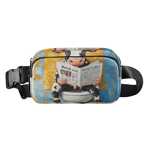 Cartoon-Gürteltasche mit niedlichem Ölgemälde, Kuh-Design, modische Gürteltasche für Damen und Herren, wasserabweisend, Crossbody-Tasche, Diebstahlschutz, Hüfttasche mit verstellbarem Riemen für von EtherSpher