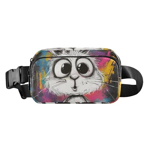 Cartoon-Gürteltasche mit niedlichem weißem Kaninchen, modische Gürteltasche für Männer und Frauen, große Kapazität, Crossbody-Pass-Tasche mit verstellbarem Gurt, für Reisen, Fitnessstudio, Arbeit, von EtherSpher