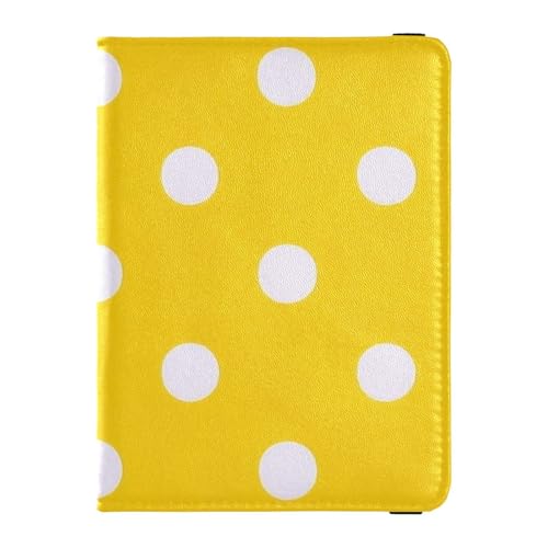 Cartoon Punkt gelb Familienleder Reisepasshalter Reisepass Halter Reisepass Organizer Schutz Reisepass Dokumente Reisepass Dokumente Reisepass Geldbeutel für Frauen ultradünn, Cartoon Punkt gelb,, von EtherSpher