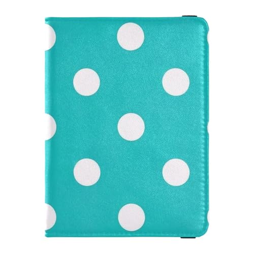 Cartoon gepunktet Türkis Leder Reisepass und Impfkarte Combo Geldbörse für Reisepapplikationen Organizer Schutz Passhülle Reisepass Dokumente Geldbeutel für Frauen leicht, Cartoon in, Cartoon Punkte von EtherSpher