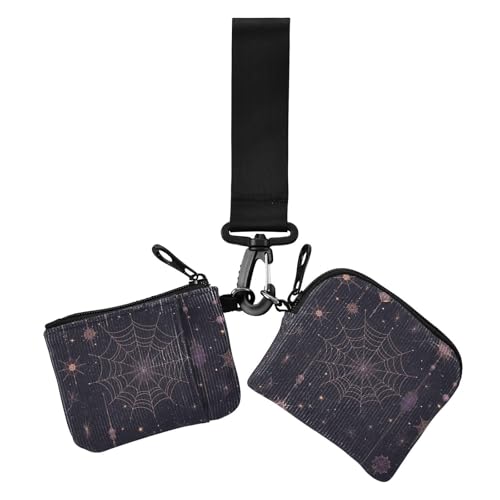 Dark Wind Vampir Web Moon Damen Geldbörsen Kartenetuis Mini Mode Münzgeldbörse Kleingeldhalter mit Schlüsselanhänger für Frauen 2 Stück, dunkler Wind Vampir Web Mond, 1 Größe, lässig, Dark Wind von EtherSpher