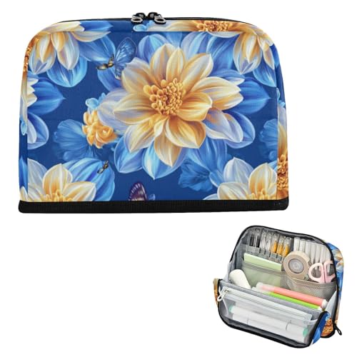 Einzigartiges Federmäppchen in Dahlienblau, großes Fassungsvermögen, niedliches Schreibwaren-Federmäppchen für Mädchen, adrette Schule, estuchera para lapices von EtherSpher