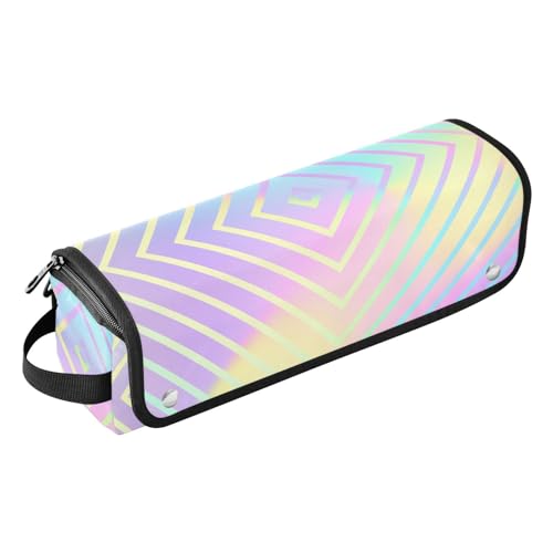 EtherSpher 2-in-1-Haar-Werkzeug-Organizer und hitzebeständige Matte, wasserdicht, Reise-Organizer für Glätteisen, heiße Werkzeuge und Haarpflegezubehör, buntes Laserdesign, unregelmäßige Streifen, von EtherSpher