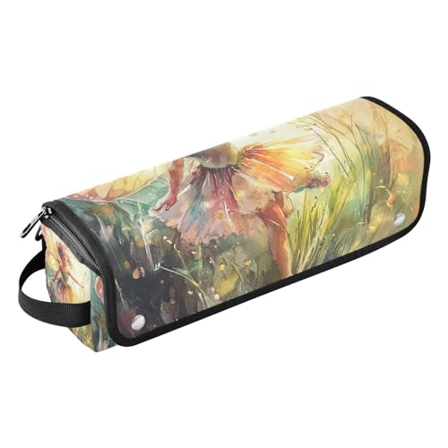 EtherSpher 2-in-1-Haar-Werkzeug-Organizer und hitzebeständige Matte mit Reißverschluss, staubdicht, Reise-Haarglätter-Tasche für Glätteisen, Lockenstäbe, Cartoon-Elfen, Reiseutensilien für Glätteisen, von EtherSpher