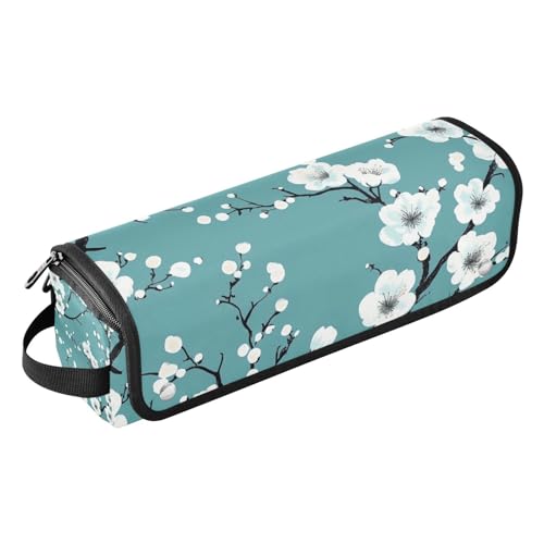 EtherSpher 2-in-1 Lockenstab Reiseetui mit hitzebeständiger Matte, tragbarer Haarstyling-Werkzeug-Organizer für heiße Werkzeuge, Lockenstab Flacheisen, Haarvolumizer, Styler, weiß-grüne Blumen, von EtherSpher