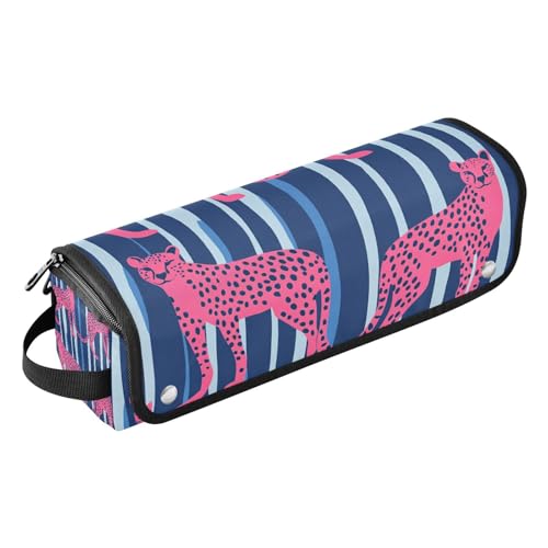 EtherSpher 2-in-1 Lockenstab Reiseetui und hitzebeständige Matte mit Reißverschluss, tragbarer Haarstyling-Werkzeug-Organizer für Glätteisen, Lockenstab, Haartrockner, Hot Pfirsich, Gepard, blau von EtherSpher