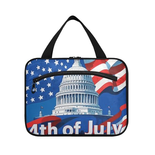 EtherSpher 4. Juli Unabhängigkeitstag Weißes Haus hängende Reise-Organizer-Tasche mit Haken, wasserdichte Designer-Make-up-Kosmetiktasche für Reisezubehör, Rucksackreisen, Set de para mujer L, 4. Juli von EtherSpher