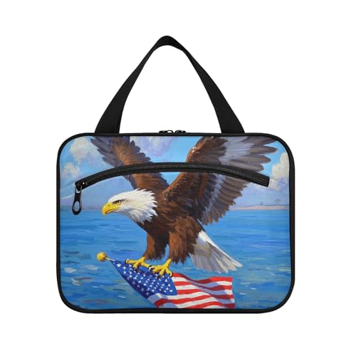 EtherSpher 4. Juli Unabhängigkeitstag braune Vogel-Kosmetiktasche für Frauen mit Haken, multifunktionale Designer-Make-up-Tasche für Accessoires für Frauen, Reise-Envase Para Parfum de L, 4. Juli von EtherSpher