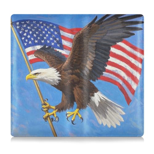 EtherSpher 4. Juli Unabhängigkeitstag brauner Vogel Premium Leder Toursuit Auto Zulassung und Versicherungskartenhalter Automobil-Brieftasche Organizer für Karten, wichtige Dokumente, Führerschein von EtherSpher