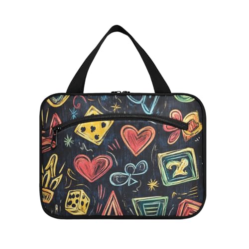 EtherSpher Ästhetischer Reisebehälter im Pampas-Casino-Stil für Toilettenartikel mit Haken, niedlicher Designer-Kulturbeutel zum Aufhängen, für Reisen, für Damen, Hotel, Cartera Para Maquillaje L von EtherSpher