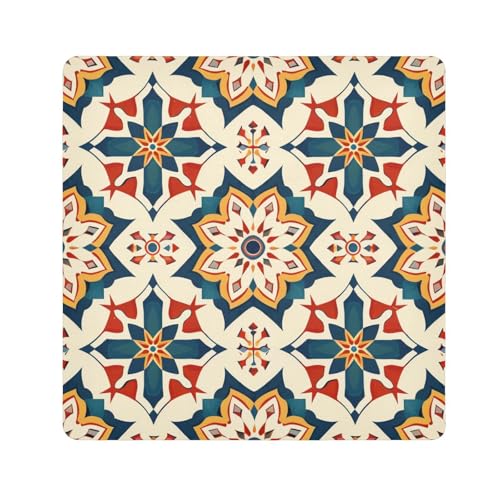 EtherSpher Abstrakte Make-up-Tasche im Bohemian-Stil, für Kamera-Objektiv, magischer Aufkleber, Kosmetiktasche, Reisetasche, Organizer, 55 x 55 cm, für Damen, Bohemian Retro Abstrakt, 21.7x21.7in von EtherSpher