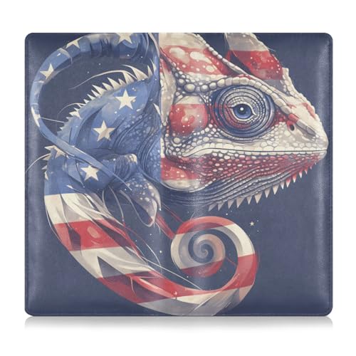EtherSpher Animal Chamäleon 4. Juli Unabhängigkeitstag Premium Leder Auto Registrierung und Versicherung Kartenhalter Essential Wallet Case für Karten Essential Document Führerschein von EtherSpher