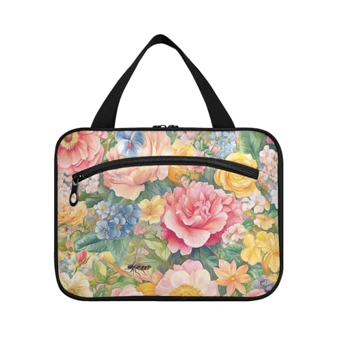 EtherSpher Beauty Spring Kulturbeutel zum Aufhängen, mit bunten Blumen, Reise-Organizer mit Haken, Designer-Tragetasche für Väter, Hotel, Bolso de Para Mujer, L, Schöne Frühlingsblume, Large von EtherSpher