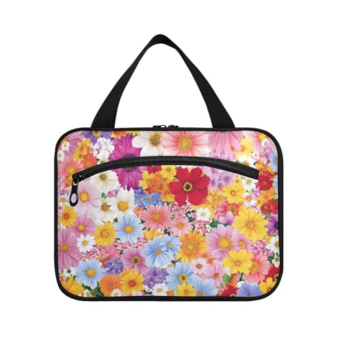 EtherSpher Beauty Spring Kulturbeutel zum Aufhängen mit bunten Blumen und Haken, Designerutensilien, Make-up-Tasche für Herren, Ausflug, Bolso de Para Mujer, L, Schöne Frühlingsblume, Large von EtherSpher