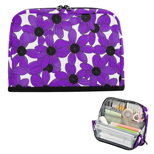 EtherSpher Black-eyed Susan Simple Line Art Valentinesnes Federmäppchen, großes Fassungsvermögen, Stifteetui, Schreibwaren-Organizer für adrette Schule, Must Haves estuches para lapices von EtherSpher