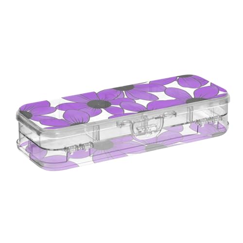 EtherSpher Black-eyed Susan Simple Line Art Valentinesnes Stiftebox aus transparentem Kunststoff, 2-lagig, mit Deckel, Violett von EtherSpher