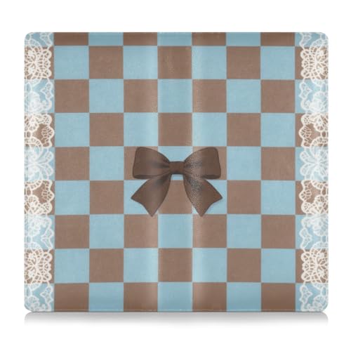 EtherSpher Blau-braunes Schachbrettleder Registrierungs- und Versicherungskartenhalter Dokumententasche für Karten, wesentliche Dokumente, Führerschein Fahrzeugpapiere von EtherSpher