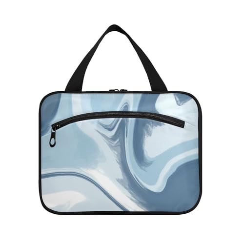 EtherSpher Blau-grauer Farbverlauf, hängende Herren-Kulturbeutel mit Haken, Designer-Make-up-Tasche mit großem Fassungsvermögen, für Reisende, Urlaub, Brochas, Maquillaje L, Blaugrauer Farbverlauf von EtherSpher