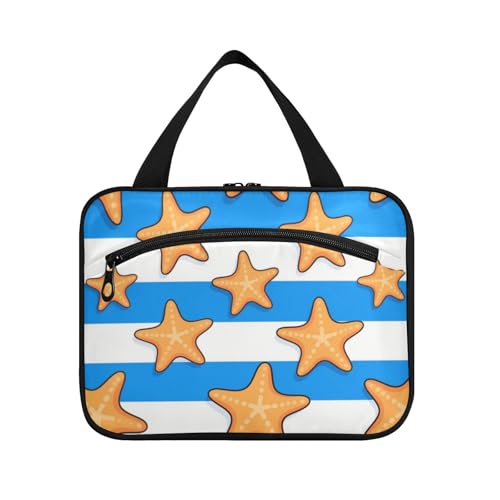 EtherSpher Blau-weiß gestreifte Seestern-Reise-Organizer-Tasche mit Haken, Designer-Zubehör, Kulturbeutel für Reisende, Toilette, Porta, Kosmetik, Mujer Para Cartera, L, Blau-weiß gestreifter Seestern EtherSpher Blau-weiß gestreifte Seestern-Reise-Organizer-Tasche mit Haken, Designer-Zubehör, Kulturbeutel für Reisende, Toilette, Porta, Kosmetik, Mujer Para Cartera, L, Blau-weiß gestreifter Seestern von EtherSpher