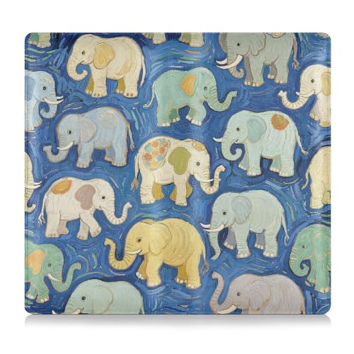 EtherSpher Blauer Elefant Kunstmalerei Leder Auto Versicherung und Zulassungskartenhalter Brieftasche Zubehör Etui für Führerschein, Karten und wichtige Dokumente von EtherSpher