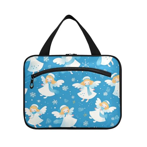EtherSpher Blauer Schneeengel Winter-Hängetasche für Herren, mit Haken, schicke Designer-Kosmetiktasche für Reisezubehör für Damen, Reiseorganisator de maquillaje para L, Blauer Schneeengel Winter von EtherSpher