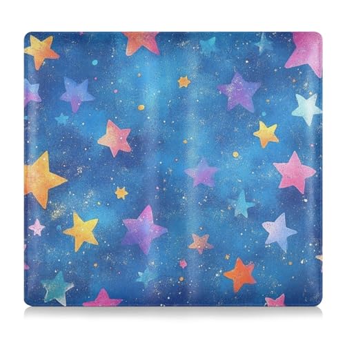 EtherSpher Blaues Ölgemälde-Stern-PU-Leder, Auto-Registrierung, Versicherung und Ausweishalter, perfekte Auto-Essentials Brieftasche für Ausweis, Führerschein, Schlüsselkontaktinformationskarten von EtherSpher