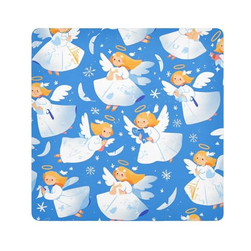 EtherSpher Blue Snow Angel Reisetaschen, Stoff, selbstklebend, Make-up-Organizer, 55 x 55 cm, für Damen, Blauer Schneeengel, 21.7x21.7in von EtherSpher