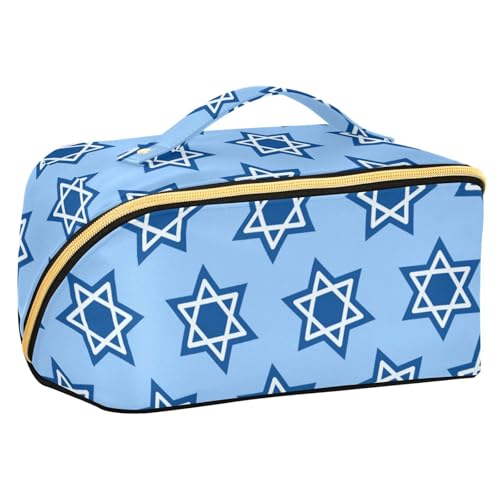 EtherSpher Blue Star Make-up-Tasche mit Trennwänden, große Kosmetiktasche für Damen, vertikal, freistehend von EtherSpher
