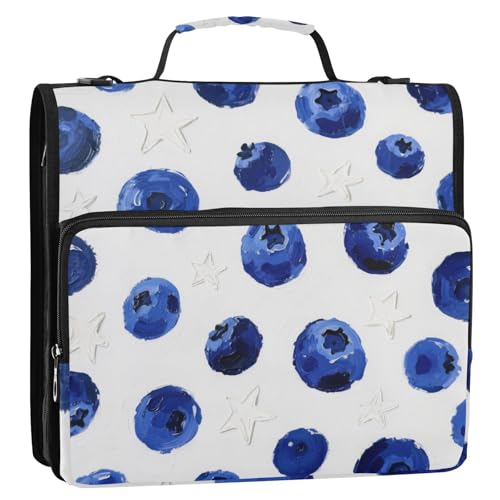 EtherSpher Blueberry Star Bindertasche mit 3 Ringen und Reißverschluss, mit Schultergurt und Griff, Laege Kapazität, tragbar, für Zuhause, Reisen, sichere Aufbewahrungstasche, geeignet für EtherSpher Blueberry Star Bindertasche mit 3 Ringen und Reißverschluss, mit Schultergurt und Griff, Laege Kapazität, tragbar, für Zuhause, Reisen, sichere Aufbewahrungstasche, geeignet für von EtherSpher