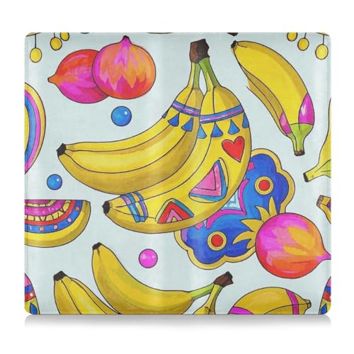 EtherSpher Boho Fruit Banana Bunte Mode Leder Registrierungs- und Versicherungskartenhalter Präfekt Auto Essentials Brieftasche für Ausweis, Führerschein, Schlüsselkontaktinformationskarten von EtherSpher