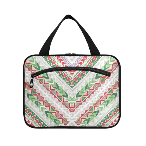 EtherSpher Boho-Make-up-Tasche mit unregelmäßiger Textur, zum Aufhängen, mit Haken, tragbare Designer-Make-up-Tasche zum Aufhängen, Zubehör für Damen, Camping, Parfüm de L, Rot und Grün, Boho-Rot und von EtherSpher