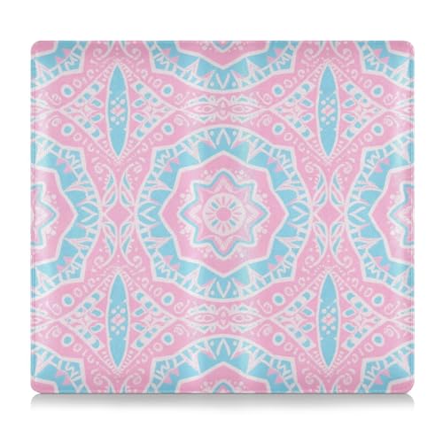 EtherSpher Boho Pink Blau Vintage Blumen Premium Leder Auto Registrierung und Versicherung Kartenhalter Essential Car Wallet Case für Karten, Essential Document Führerschein von EtherSpher