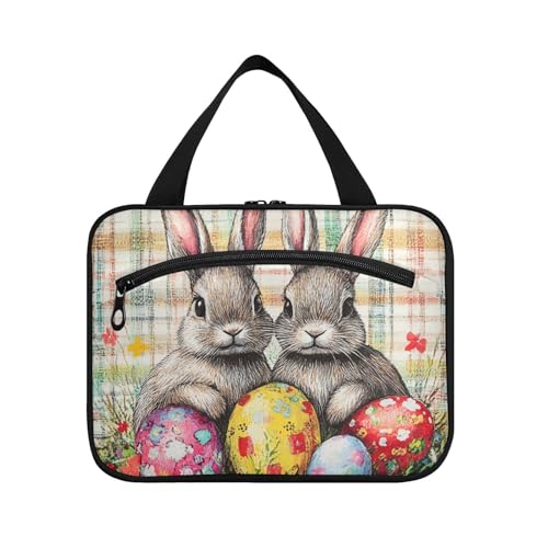 EtherSpher Buffalo Plaid Bunny Hasen Happy Easter hängende Reise-Make-up-Tasche mit Haken, Designer-Make-up-Tasche für Auto, Zubehör für Frauen, WC-Bolsas de Maquillaje para mujer L, Buffalo Plaid von EtherSpher