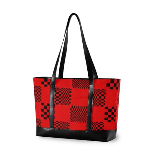 EtherSpher Buffalo Plaid Multi Check Red Black Large Capacity 35.6 cm laptop bag with zipper book tote for women work with lunch bolsa para laptop EtherSpher Buffalo Plaid Multi Check Red Black Large Capacity 35.6 cm laptop bag with zipper book tote for women work with lunch bolsa para laptop von EtherSpher