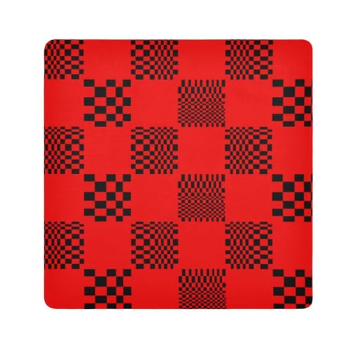 EtherSpher Buffalo Plaid Multi Check Rot Schwarz Make-up Reisekoffer Kamera Objektiv Tuch Magisch Selbstklebend Make-up Organizer Wrap 55 x 55 cm Wrapper für Organisation, Buffalo Plaid Multi Check von EtherSpher