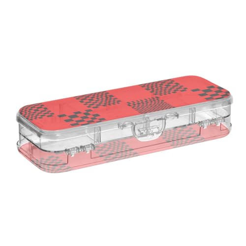EtherSpher Buffalo Plaid Multi Karo Rot Schwarz Design Kunststoff Stiftebox Doppelstöckige transparente Stifteetuis für Kunstbedarf mit Deckel EtherSpher Buffalo Plaid Multi Karo Rot Schwarz Design Kunststoff Stiftebox Doppelstöckige transparente Stifteetuis für Kunstbedarf mit Deckel von EtherSpher