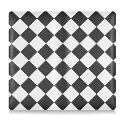 EtherSpher Buffalo Plaid Weiß Schwarz Premium Leder Auto Registrierung und Versicherungskartenhalter Auto Wallet Case Organizer für Dokumente, Karten, Führerschein von EtherSpher