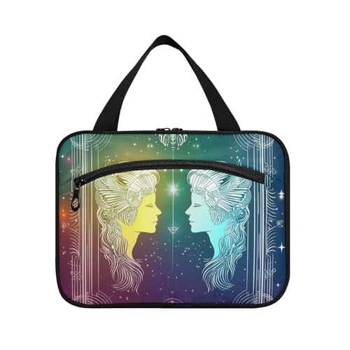 EtherSpher Bunte Glitzer-Tarot astrologische Porträts hängende Kosmetiktasche für Frauen Reisen mit Haken, Designer-Kulturbeutel für Reisen, wasserdicht, für Reisen, Urlaub, Bolsa Para Maquillaje L von EtherSpher