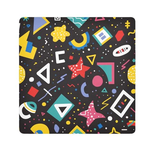 EtherSpher Bunte Grafik-Kosmetiktasche, Stoff, tragbar, Make-up-Tasche, Organizer, 55 x 55 cm, für Damen, Bunte Grafiken, 21.7x21.7in von EtherSpher