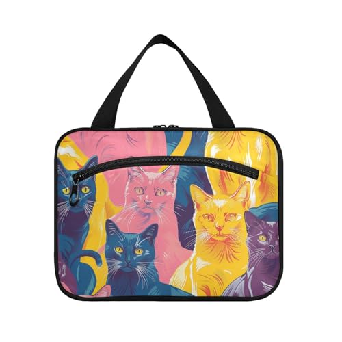 EtherSpher Bunte Katzengruppe Hängetasche für Herren mit Haken, tragbare Designer-Make-up-Tasche für Reisen, Reisen, Kreuzfahrten, Set de para mujer L, Bunte Katzengruppe, Large EtherSpher Bunte Katzengruppe Hängetasche für Herren mit Haken, tragbare Designer-Make-up-Tasche für Reisen, Reisen, Kreuzfahrten, Set de para mujer L, Bunte Katzengruppe, Large von EtherSpher